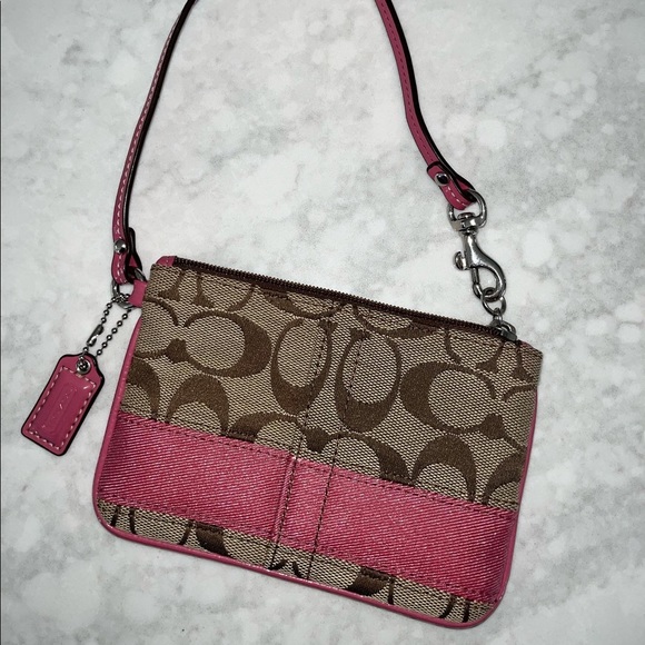 Pink & Brown Vintage Coach Monogram Wristlet - Picture 8 of 8